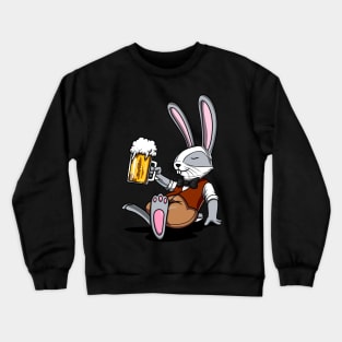 Funny Rabbit Beer Drinking Bunny Crewneck Sweatshirt